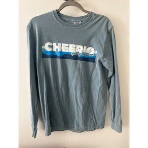 Comfort Colors Long Sleeve T-Shirt "Cheerio Calling Me Home" Graphic S Blue 100%
